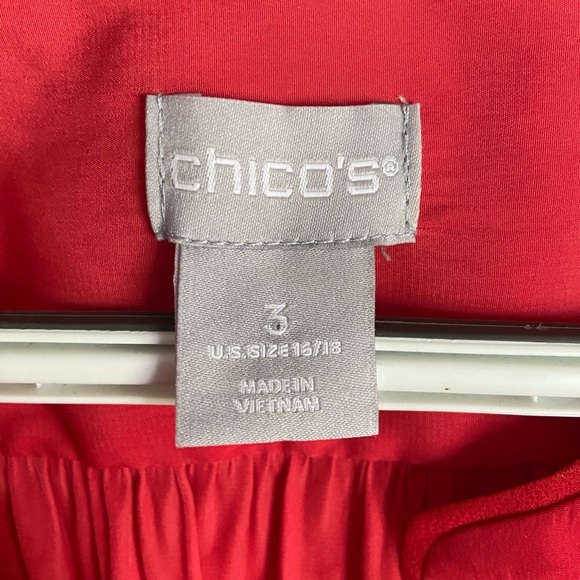 CHICOS Cherry Red Batwing Swing Blouse Grommet Accents Sz 3 XL - Picture 5 of 12